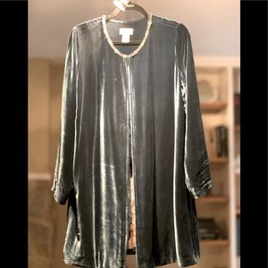 Blue Velvet Evening cloak w/ rhinestone neck trim